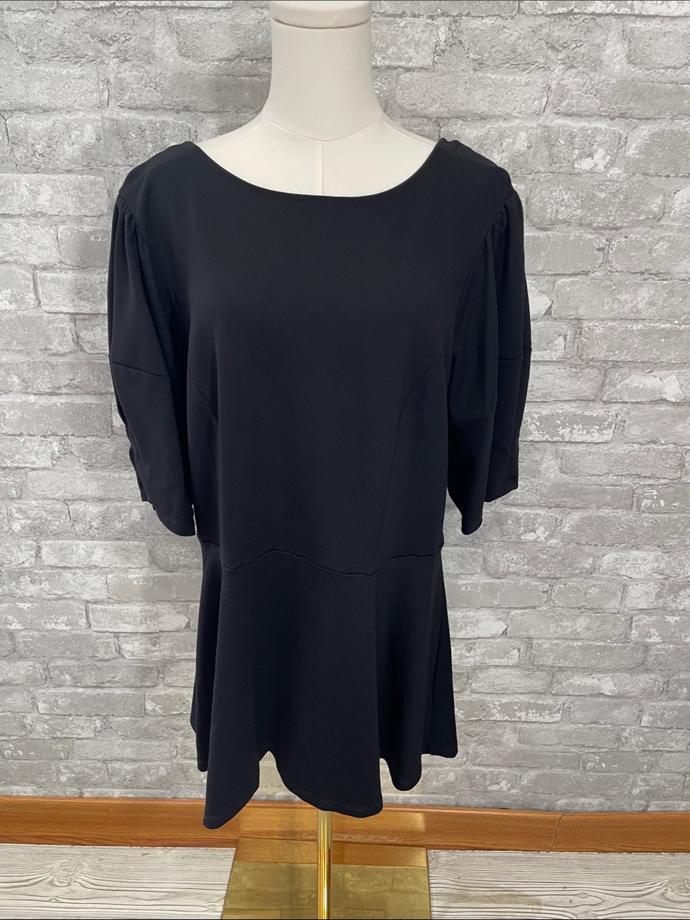 Eloquii Black Peplum Puff Sleeve Top